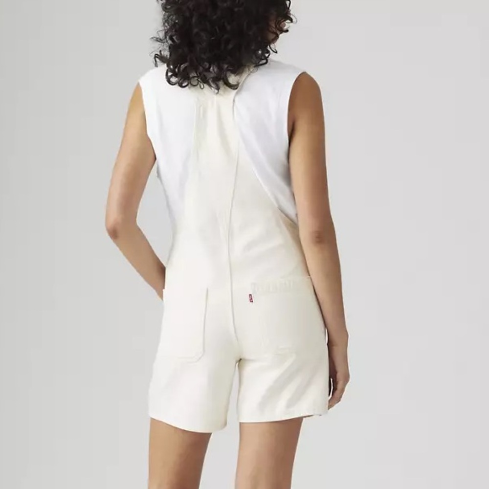 Levi’s White Utility Shorts Overalls Size Medium - Picture 10 of 14